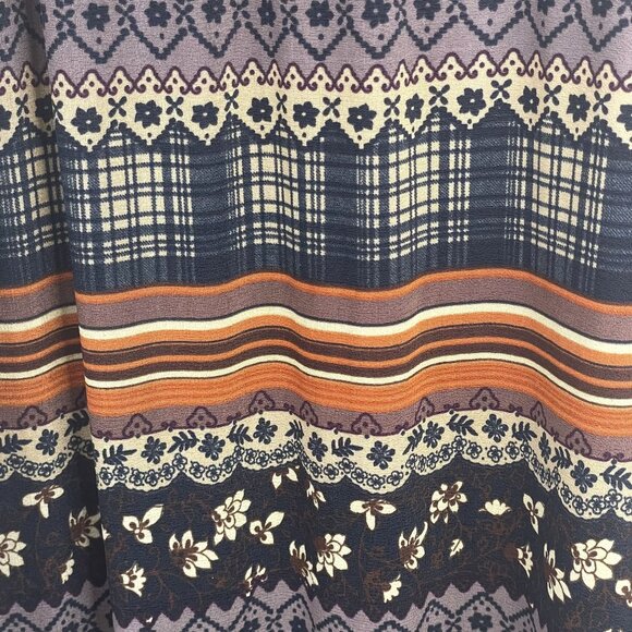 Vintage Womens Indie Grunge Straight Knit Skirt Medium Moody Dark Floral Travel - Picture 3 of 9